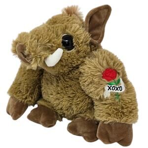 Dandee XOXO Rose Tattoo Warthog Wild Boar‎ Zoo Stuffed Animal Plush Toy 10"